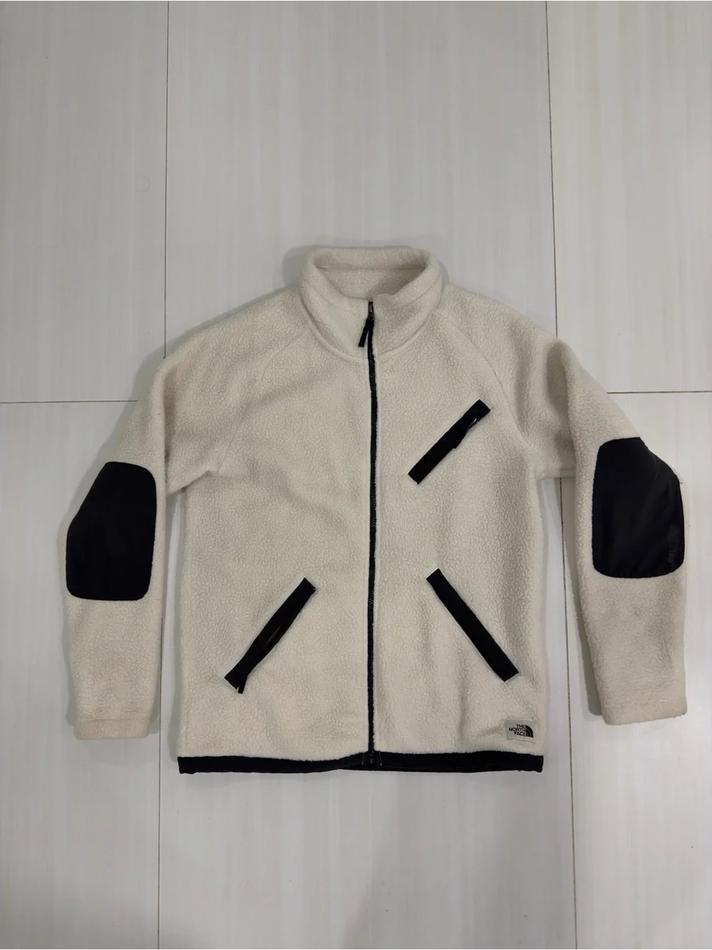 The North Face Cream Sherpa Jacket with Black Accents